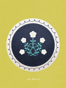 オリジナルイラスト：花のお皿　| VES design